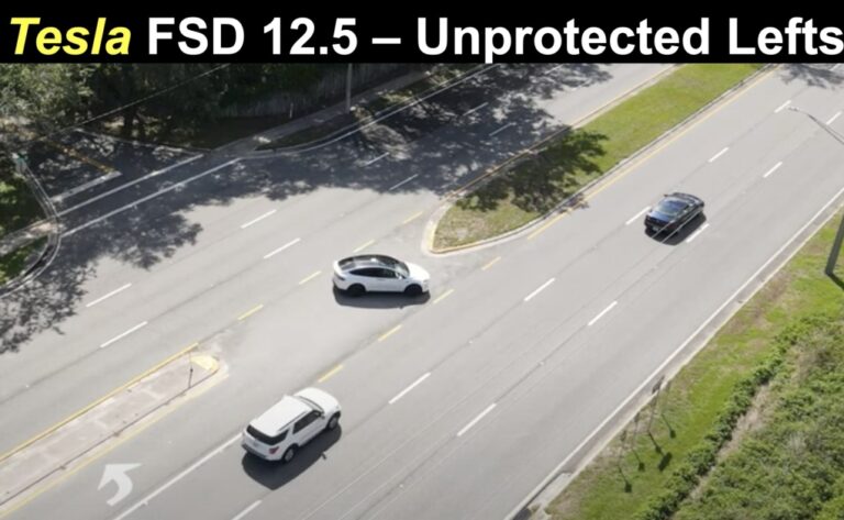 PERFECT Unprotected Turns With Tesla FSD 12.5 Seen With Drones