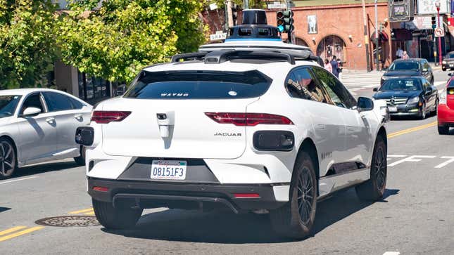 A photo of a Waymo taxi in San Francisco. 