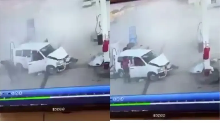 WATCH: The Horrible Moment When Speeding Mshikashika Crashed Into Service Station