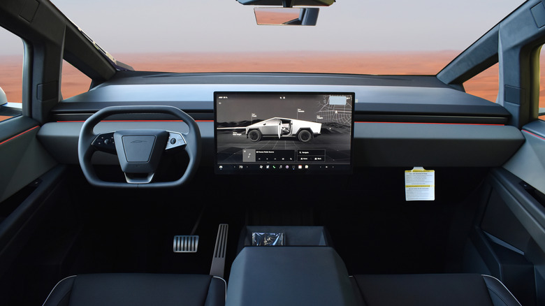 The interiors of the Tesla Cybertruck