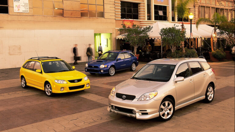 The Next Bandwagons: 2002 Subaru WRX vs. 2002 Mazda Protege5 and 2003 Toyota Matrix