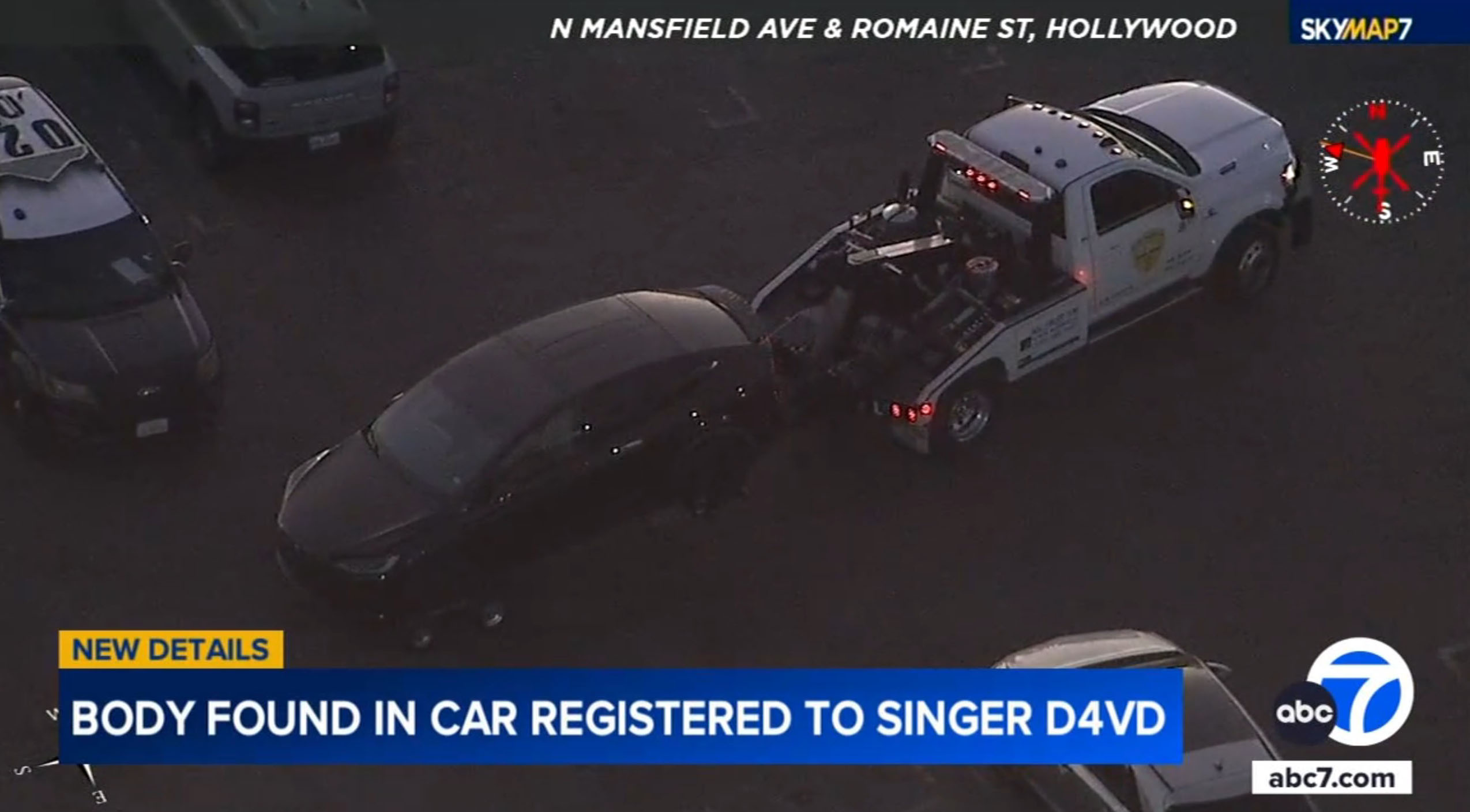 Police find a dead body in a car reportedly registered to singer D4vd.