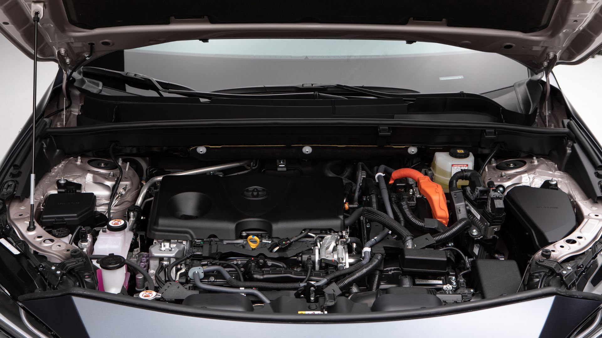 Shot of the engine under the hood of a 2024 Toyota Venza Limited.