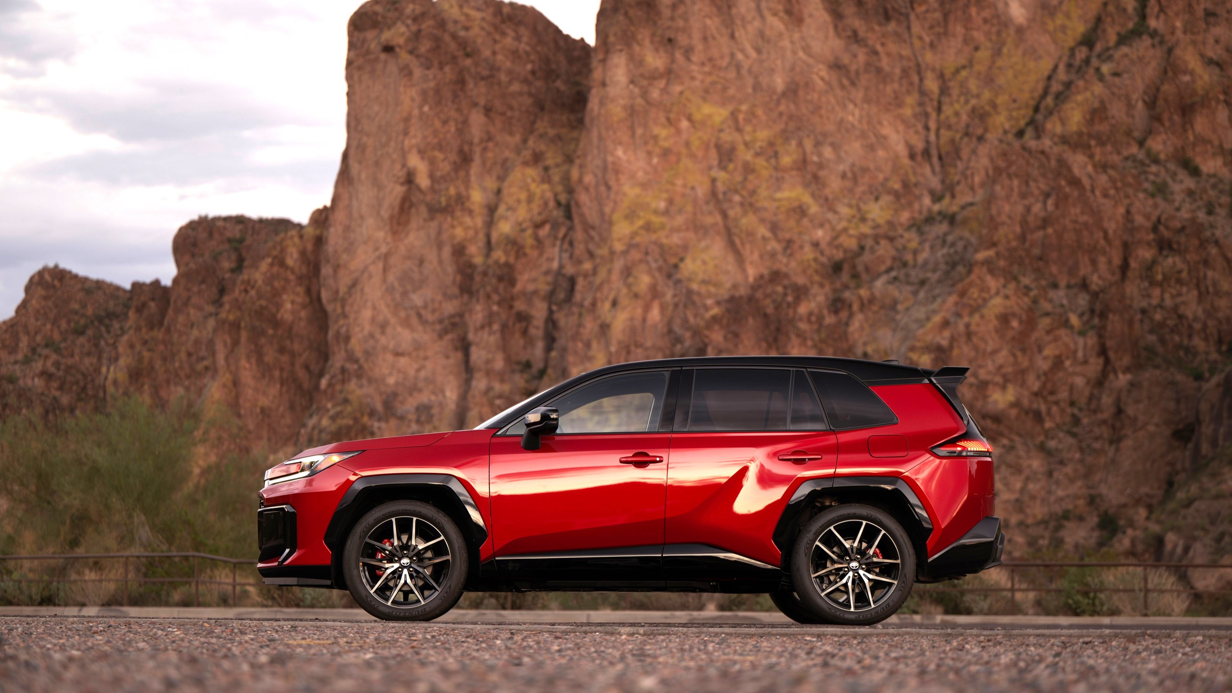 Side profile shot of a 2026 Toyota RAV4 PHEV GR Sport