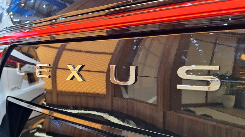 Picture showing Lexus logo on the back of a car