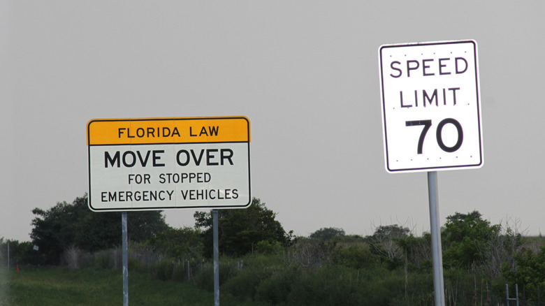 Road signs on a Florida road.