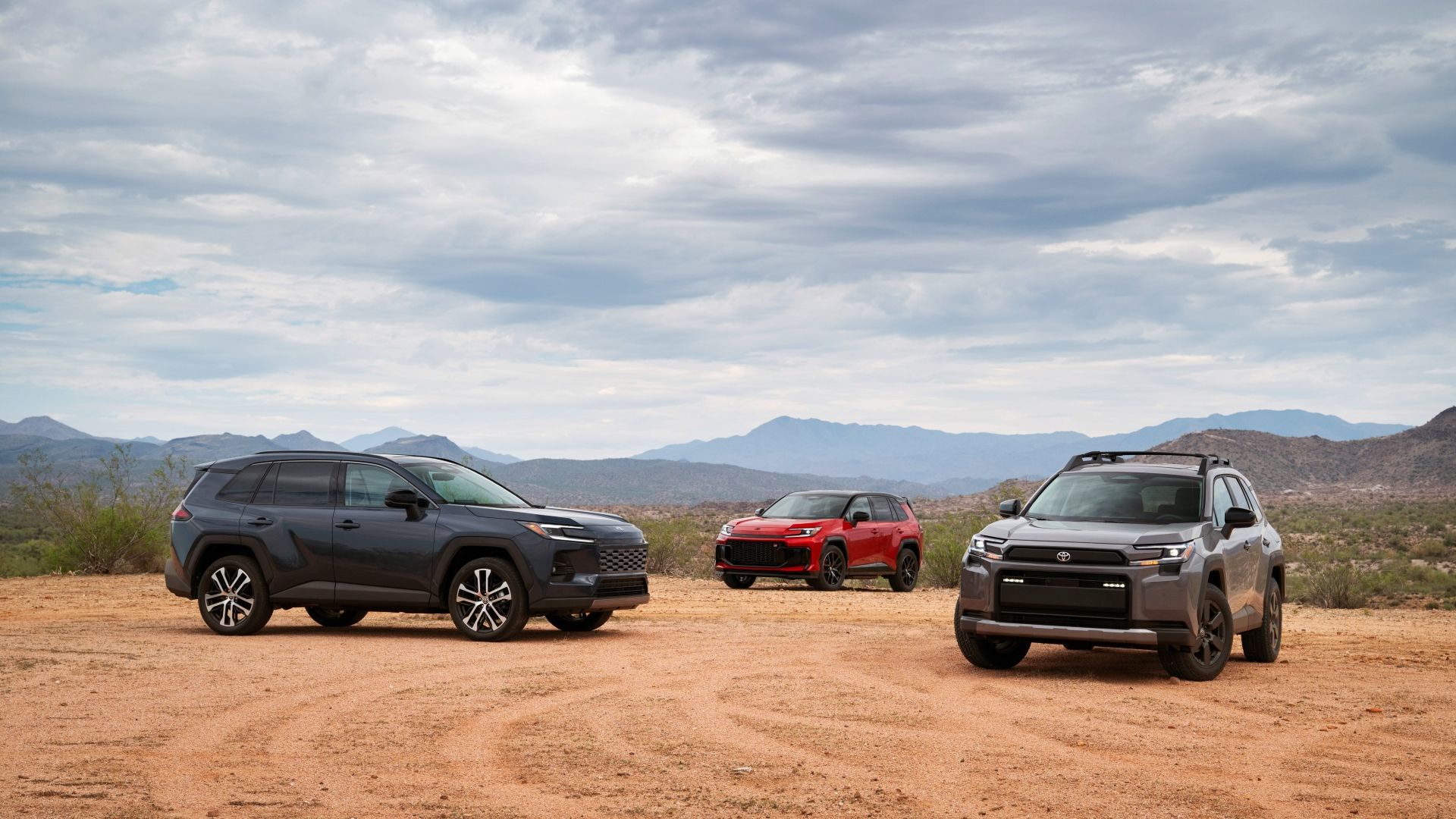 Front 3/4 shots of three 2026 Toyota RAV4